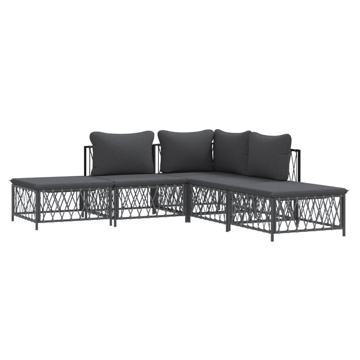 Set mobilier de grădină, 5 piese, cu perne, antracit, oțel WALTI