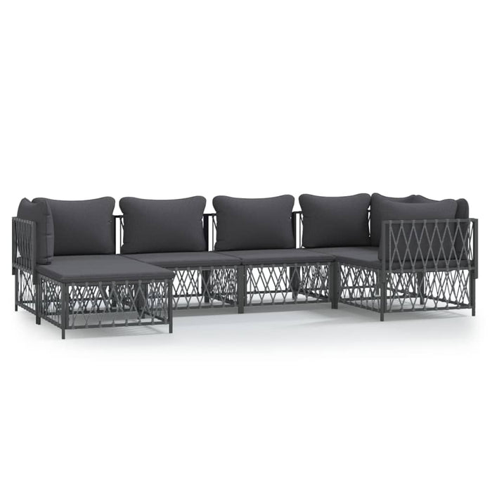 Set mobilier de grădină, 6 piese, cu perne, antracit, oțel WALTI