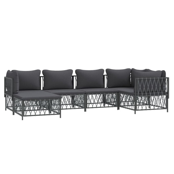 Set mobilier de grădină, 6 piese, cu perne, antracit, oțel WALTI