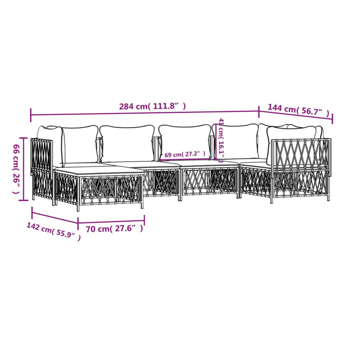 Set mobilier de grădină, 6 piese, cu perne, antracit, oțel WALTI