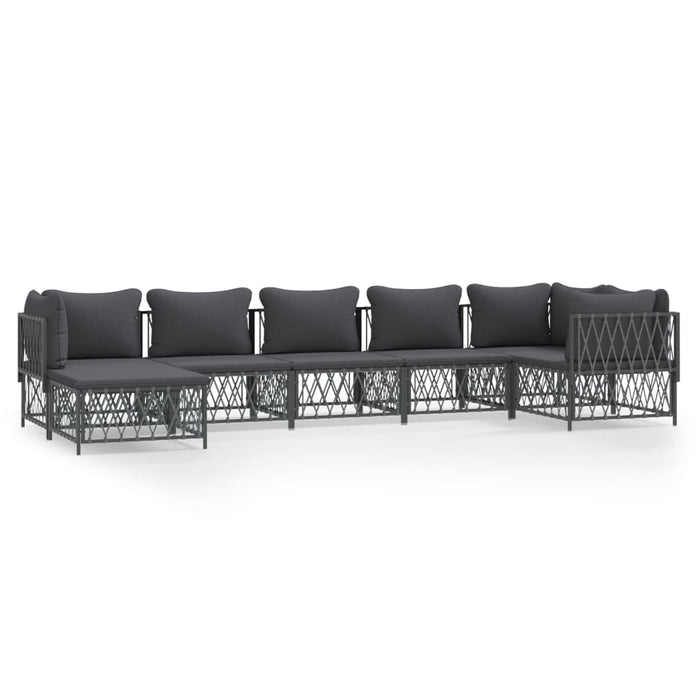 Set mobilier de grădină cu perne, 7 piese, antracit, oțel WALTI