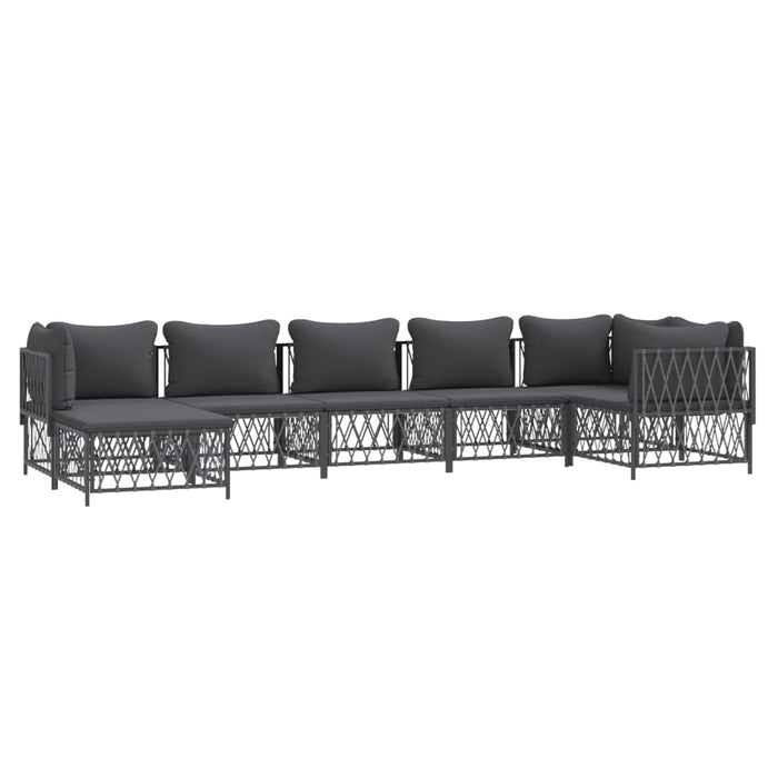 Set mobilier de grădină cu perne, 7 piese, antracit, oțel WALTI