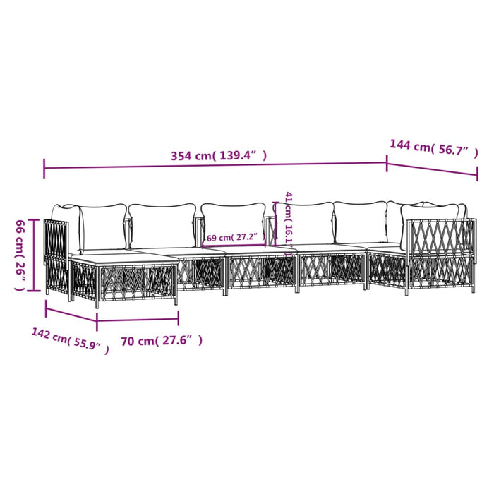 Set mobilier de grădină cu perne, 7 piese, antracit, oțel WALTI