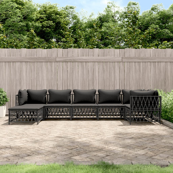 Set mobilier de grădină cu perne, 7 piese, antracit, oțel WALTI