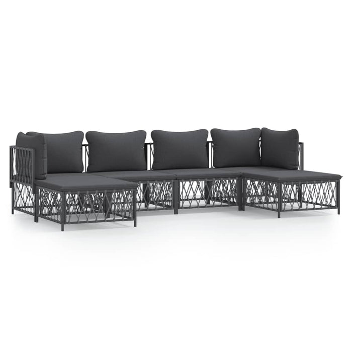 Set mobilier de grădină, 6 piese, cu perne, antracit, oțel WALTI
