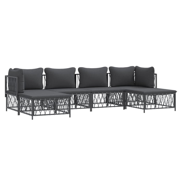 Set mobilier de grădină, 6 piese, cu perne, antracit, oțel WALTI