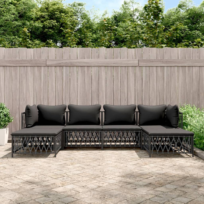 Set mobilier de grădină, 6 piese, cu perne, antracit, oțel WALTI