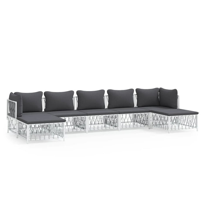 Set mobilier de grădină cu perne, 7 piese, alb, oțel WALTI