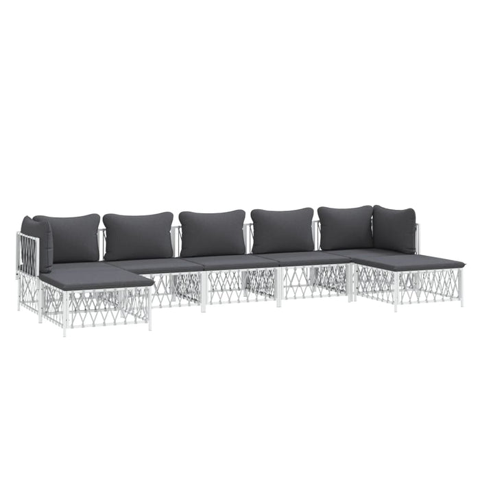 Set mobilier de grădină cu perne, 7 piese, alb, oțel WALTI