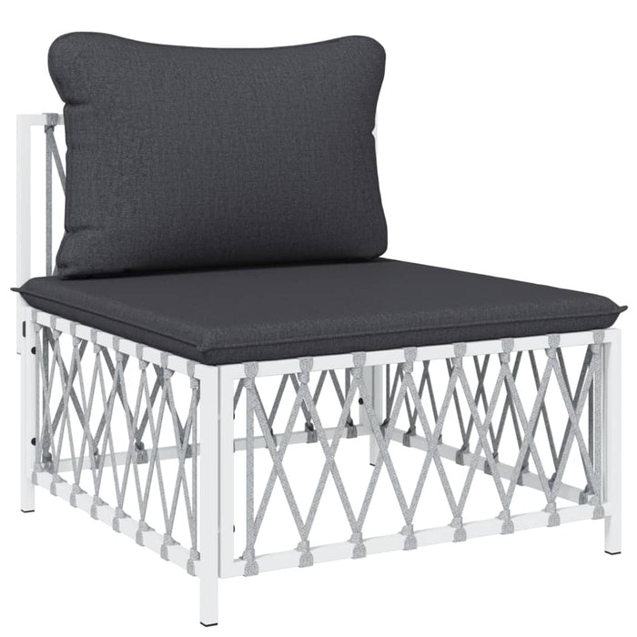 Set mobilier de grădină cu perne, 7 piese, alb, oțel WALTI