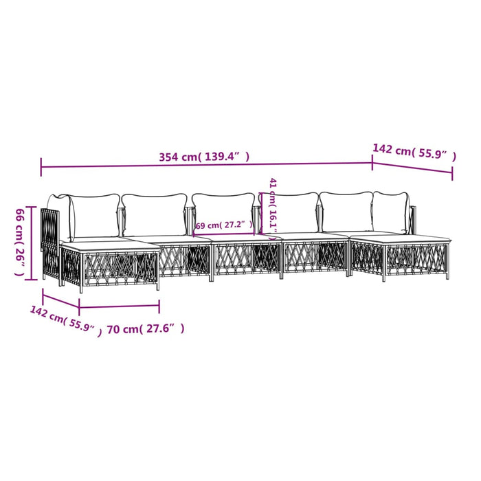 Set mobilier de grădină cu perne, 7 piese, alb, oțel WALTI