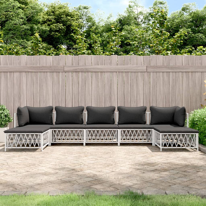 Set mobilier de grădină cu perne, 7 piese, alb, oțel WALTI