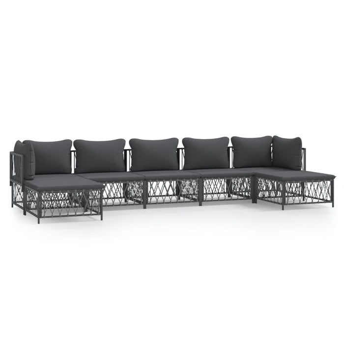 Set mobilier de grădină cu perne, 7 piese, antracit, oțel WALTI