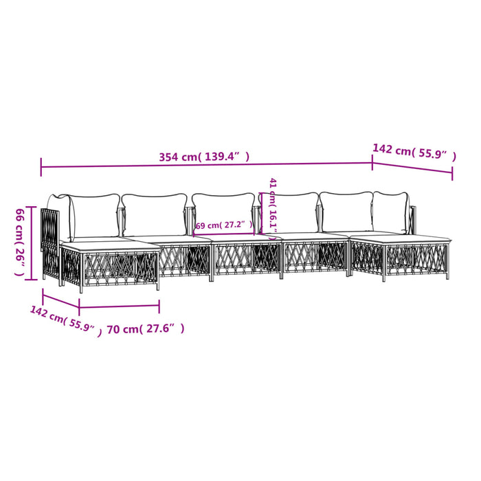 Set mobilier de grădină cu perne, 7 piese, antracit, oțel WALTI