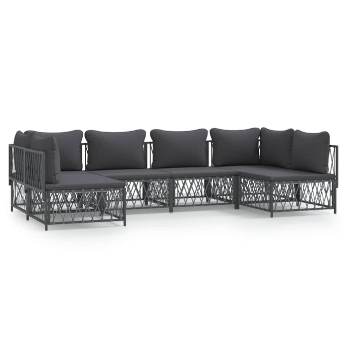 Set mobilier de grădină, 6 piese, cu perne, antracit, oțel WALTI