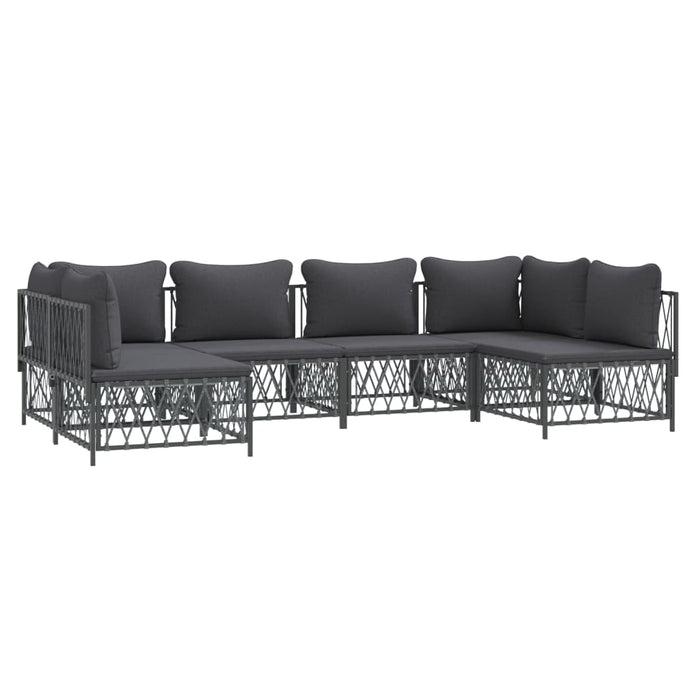 Set mobilier de grădină, 6 piese, cu perne, antracit, oțel WALTI