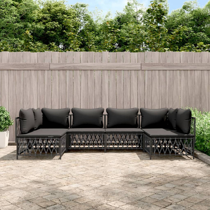 Set mobilier de grădină, 6 piese, cu perne, antracit, oțel WALTI