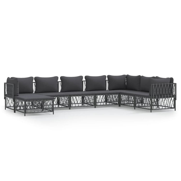Set mobilier de grădină, 8 piese, cu perne, antracit, oțel WALTI