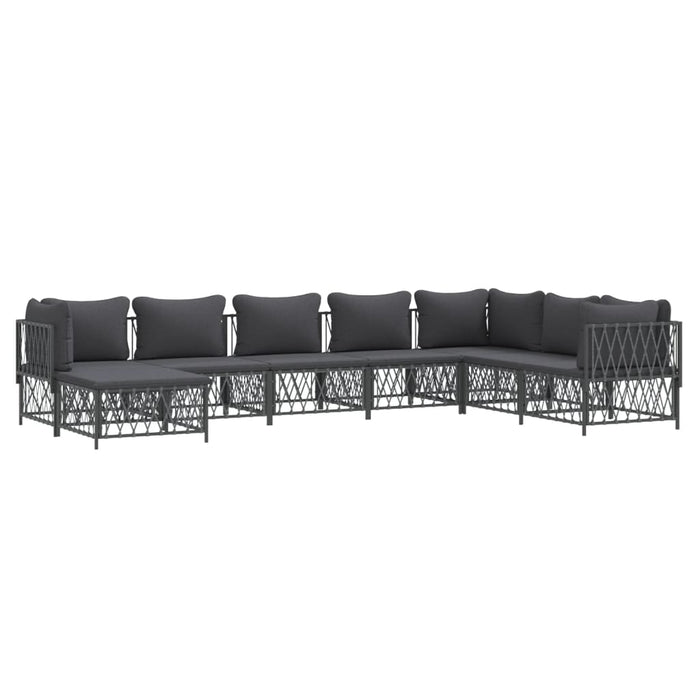 Set mobilier de grădină, 8 piese, cu perne, antracit, oțel WALTI