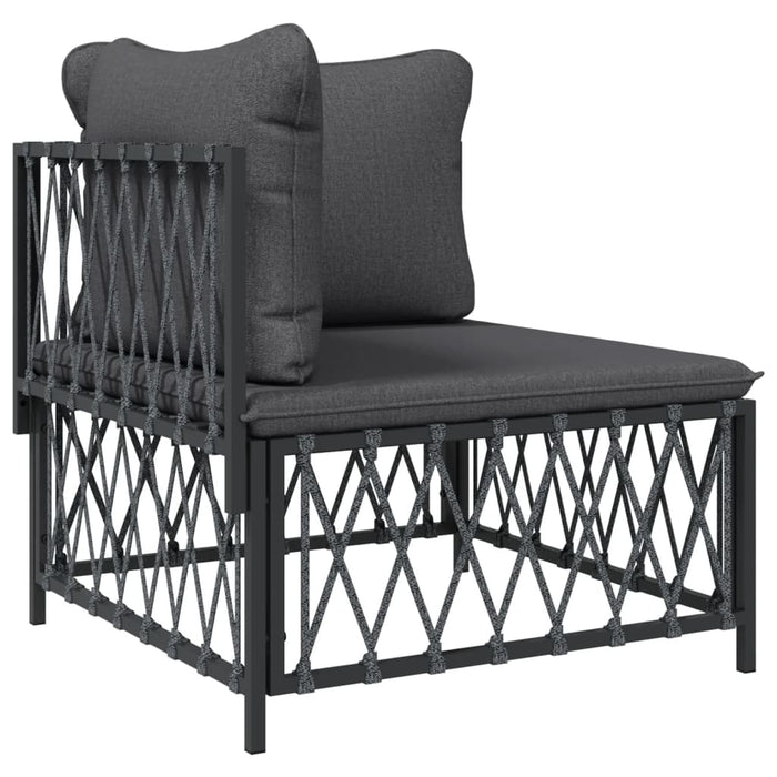 Set mobilier de grădină, 8 piese, cu perne, antracit, oțel WALTI