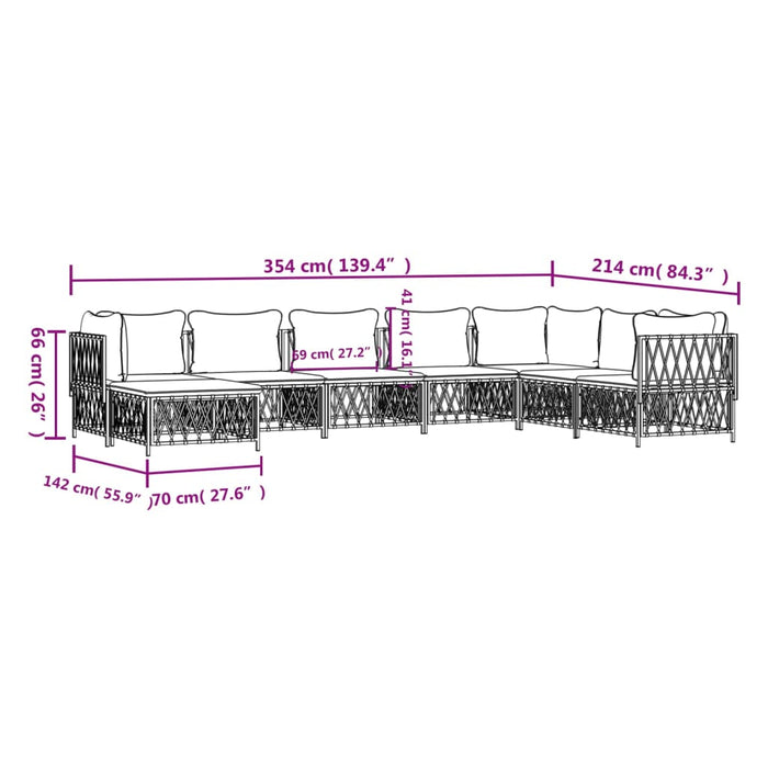 Set mobilier de grădină, 8 piese, cu perne, antracit, oțel WALTI
