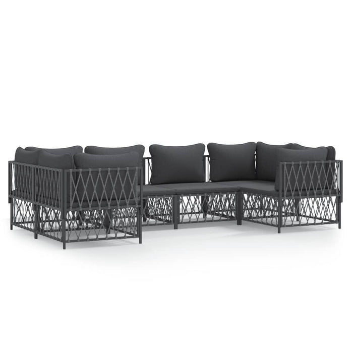 Set mobilier de grădină, 6 piese, cu perne, antracit, oțel WALTI