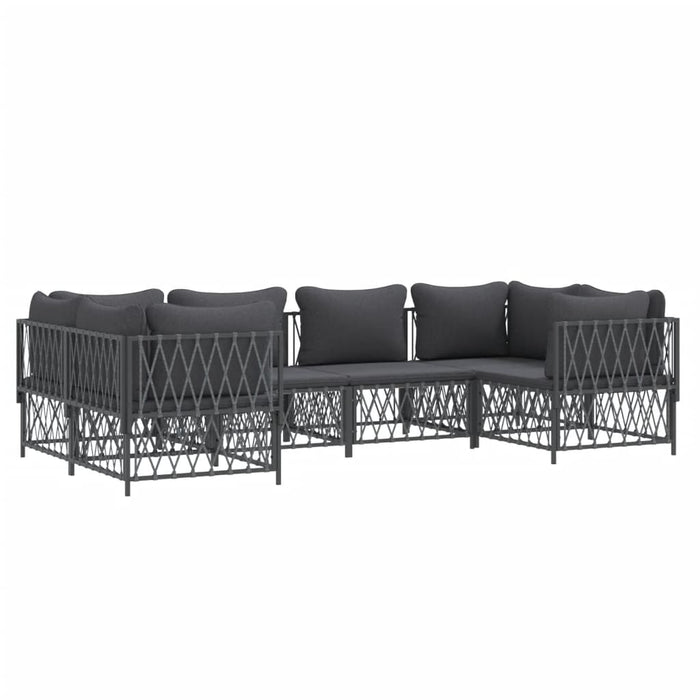 Set mobilier de grădină, 6 piese, cu perne, antracit, oțel WALTI
