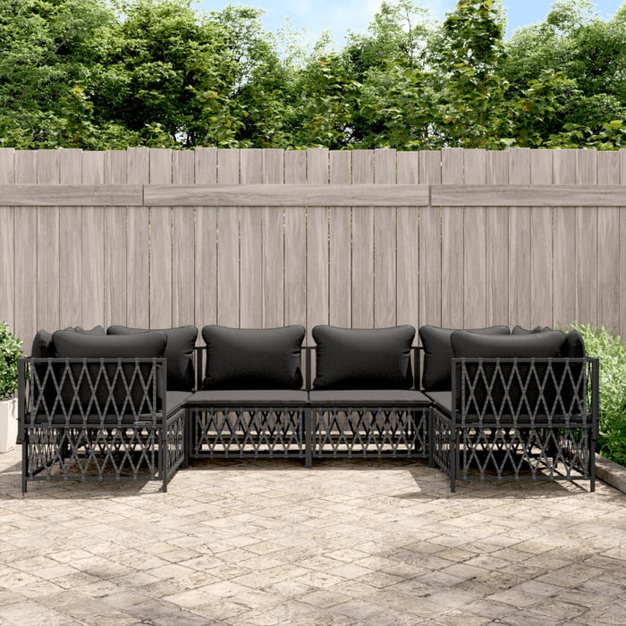 Set mobilier de grădină, 6 piese, cu perne, antracit, oțel WALTI