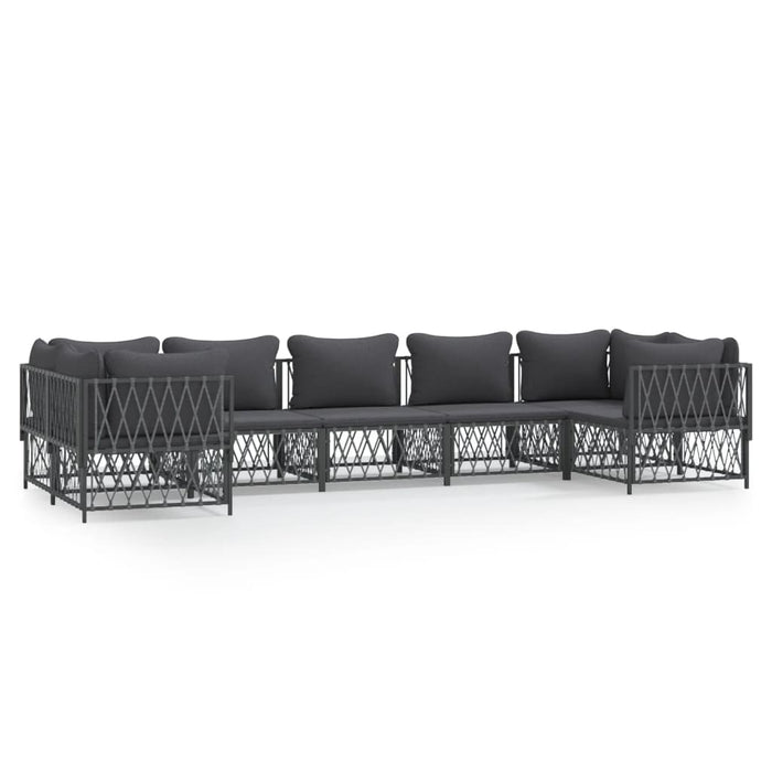 Set mobilier de grădină cu perne, 7 piese, antracit, oțel WALTI
