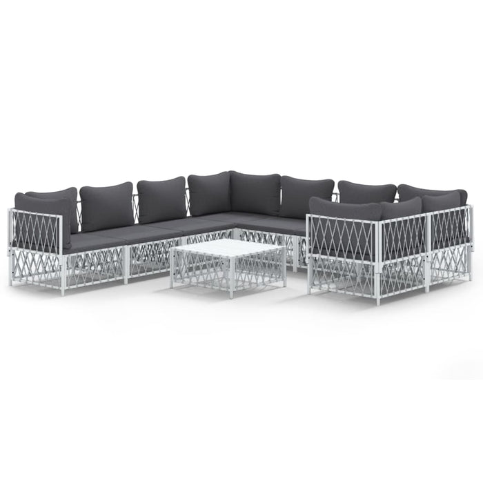 Set mobilier de grădină cu perne, 9 piese, alb, oțel - WALTI WALTI