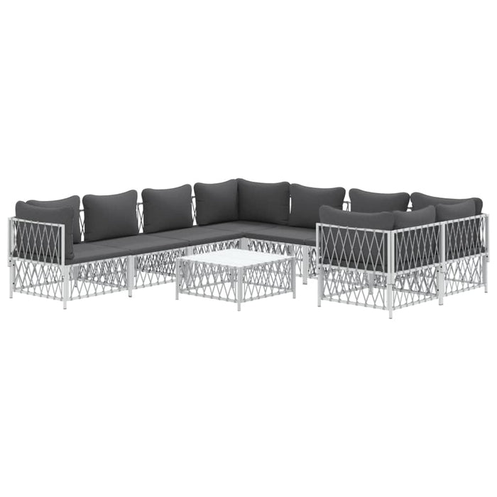 Set mobilier de grădină cu perne, 9 piese, alb, oțel - WALTI WALTI