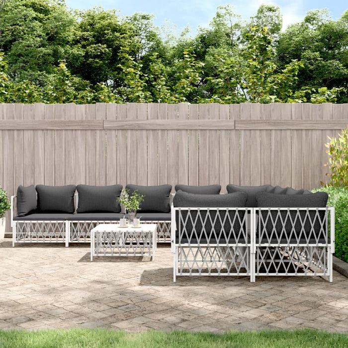 Set mobilier de grădină cu perne, 9 piese, alb, oțel - WALTI WALTI