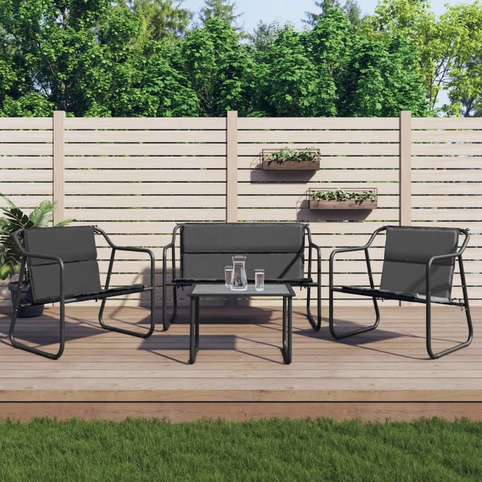 Set mobilier de grădină, cu perne, antracit, 4 piese, oțel - WALTI WALTI