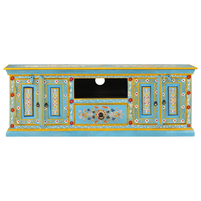 Comodă TV, albastru, 110x30x40 cm, lemn masiv de mango - WALTI WALTI