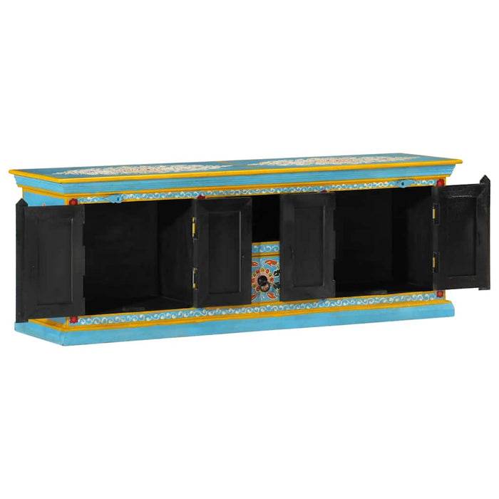 Comodă TV, albastru, 110x30x40 cm, lemn masiv de mango - WALTI WALTI