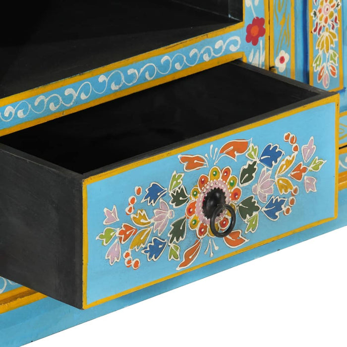 Comodă TV, albastru, 110x30x40 cm, lemn masiv de mango - WALTI WALTI