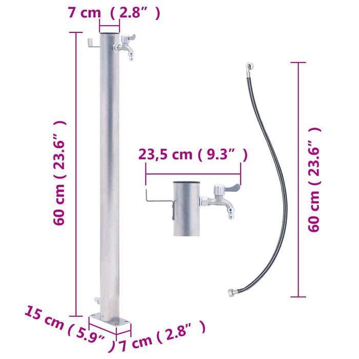 Coloană de apă de grădină, 60 cm, oțel inoxidabil, rotund - WALTI WALTI