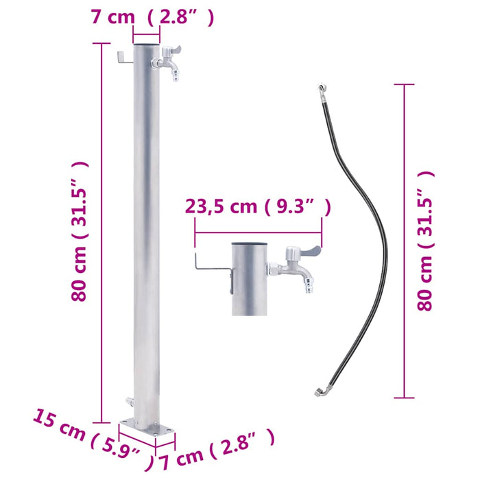 Coloană de apă de grădină, 80 cm, oțel inoxidabil, rotund - WALTI WALTI