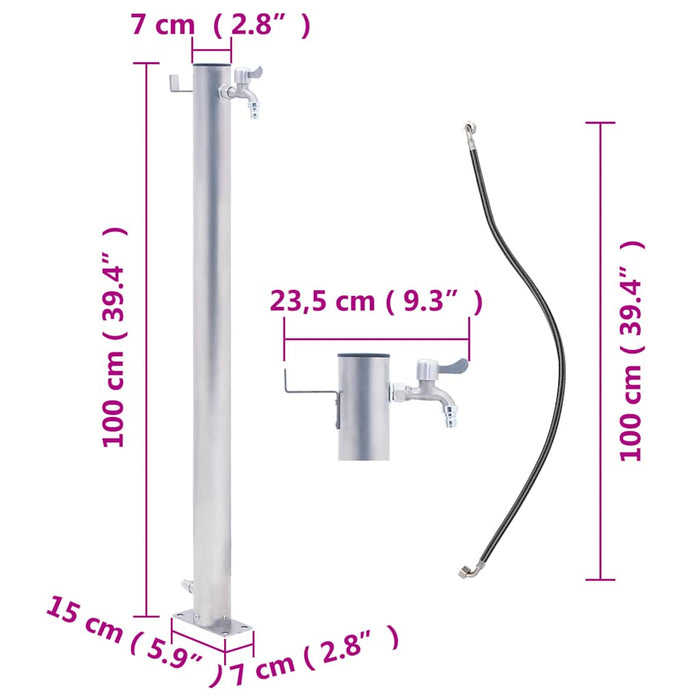 Coloană de apă de grădină, 100 cm, oțel inoxidabil, rotund - WALTI WALTI