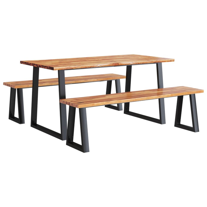 Set de masă din 3 piese, margini naturale, lemn masiv de acacia - WALTI WALTI