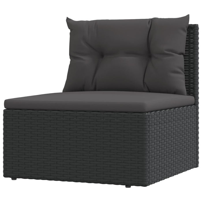 Set mobilier de grădină cu perne, 8 piese, negru, poliratan WALTI