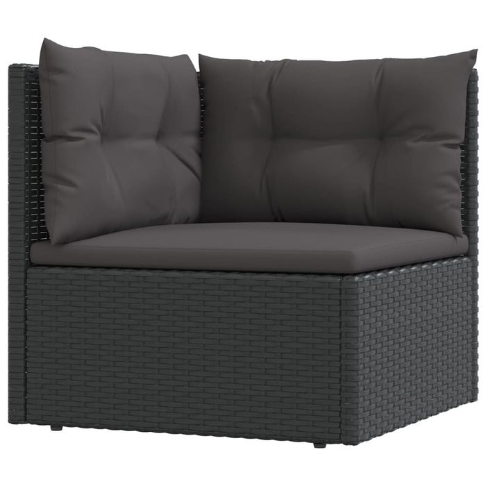 Set mobilier de grădină cu perne, 11 piese, negru, poliratan WALTI