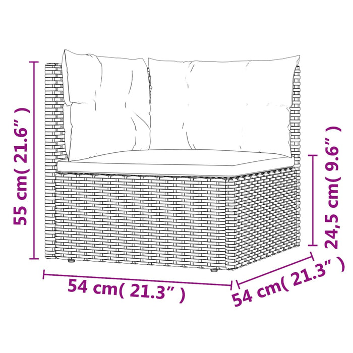 Set mobilier de grădină cu perne, 11 piese, negru, poliratan WALTI
