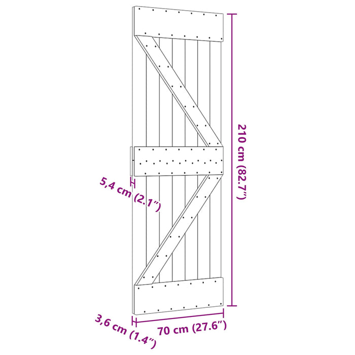 Ușă NARVIK natural 70 x 210 cm Lemn de Pin Solid - WALTI WALTI