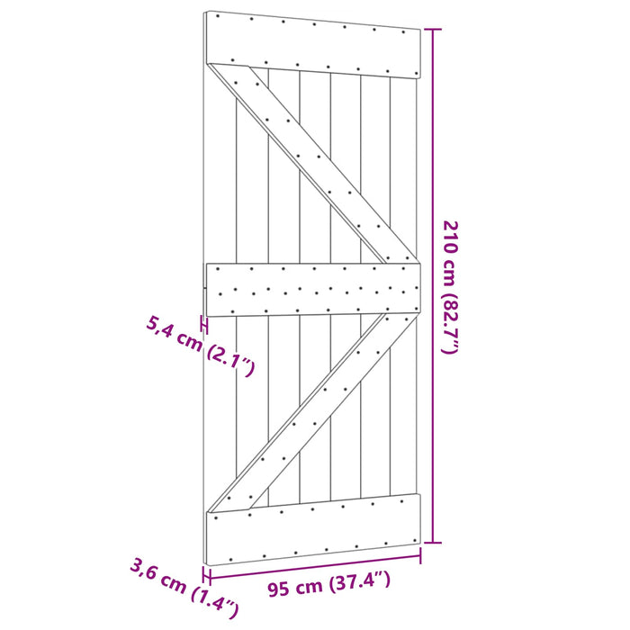 Ușă NARVIK natural 95 x 210 cm Lemn de Pin Solid - WALTI WALTI