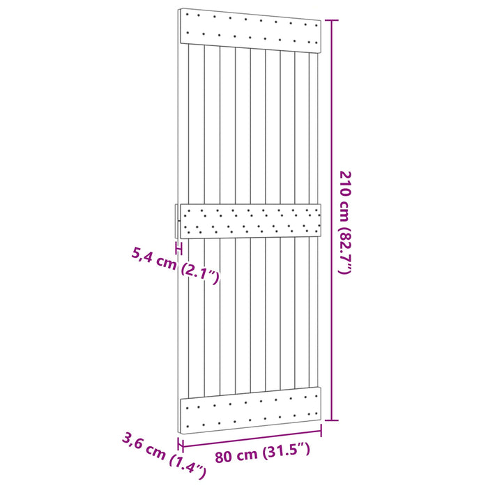 Ușă NARVIK natural 80 x 210 cm Lemn de Pin Solid - WALTI WALTI
