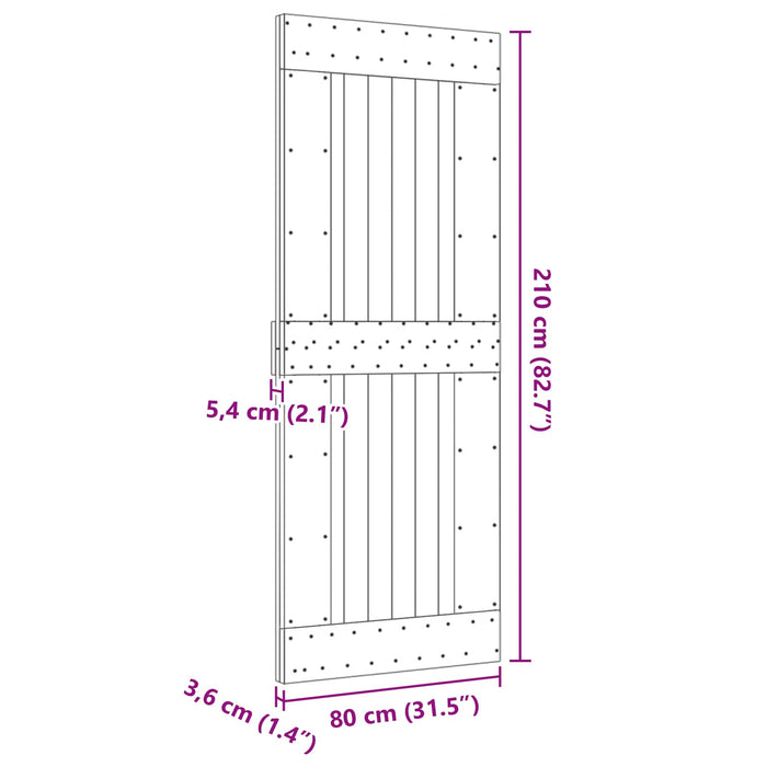 Ușă NARVIK natural 80 x 210 cm Lemn de Pin Solid - WALTI WALTI