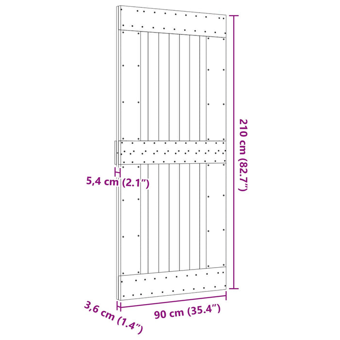 Ușă NARVIK natural 90 x 210 cm Lemn de Pin Solid - WALTI WALTI
