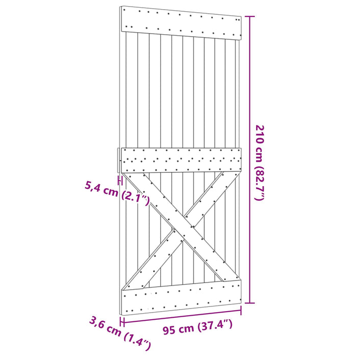 Ușă NARVIK natural 95 x 210 cm Lemn de Pin Solid - WALTI WALTI
