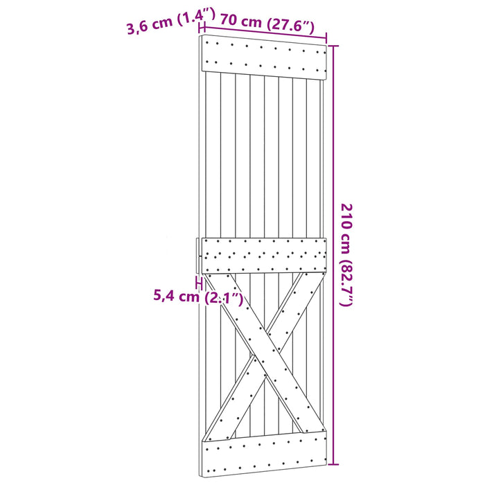 Ușă NARVIK natural 70 x 210 cm Lemn de Pin Solid - WALTI WALTI